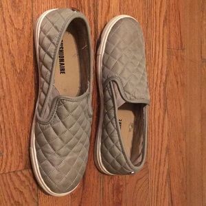 Gray metallic Cushionaire flats
